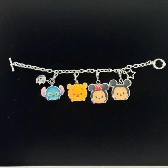 Vintage look or vintage? Disney toggle silver tone charm bracelet - Picture 2 of 9